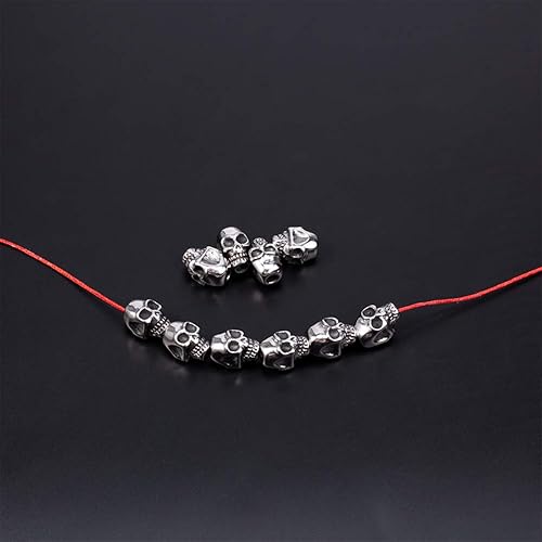 Miniatura 4 de PH PandaHall 10 cuentas de calavera de 0.118in, cuentas de Halloween de acero inoxidable, cuentas espaciadoras de calavera de metal, cuentas de