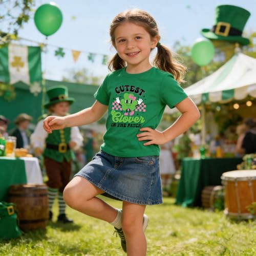 Image of Kids St Patricks Day Shirt Irish Shamrocks Graphic T-Shirt Shamrock Paddy's Day Tees Tops 2-7 Years