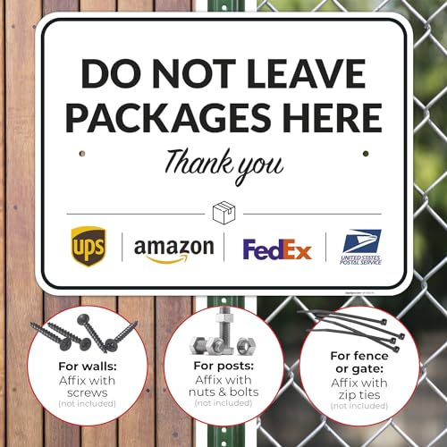 Image of Package Delivery Sign, Delivery Instructions Do Not Leave Package Here Sign, 18x24 Inches, Rust Free .063 Aluminum, Fade Resistant, Made in USA by Sigo Signs