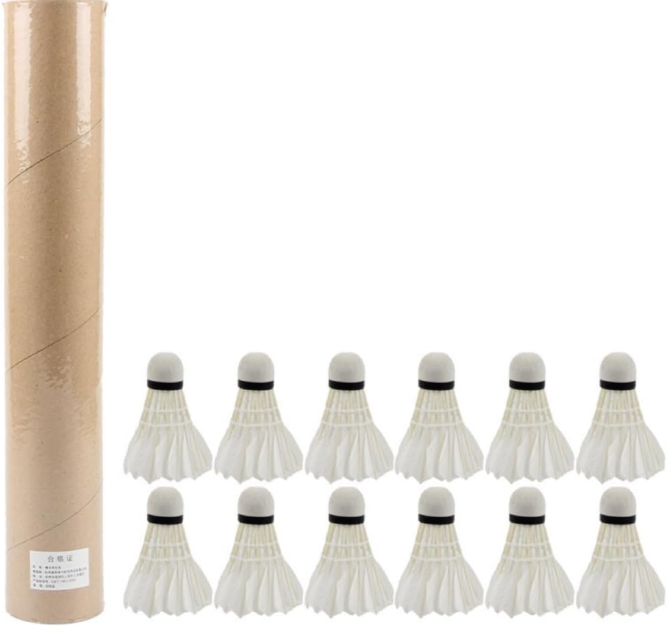 12-Piece Badminton Set, White Goose Feather Shuttlecocks, Durable for Indoor and Outdoor Competition Training