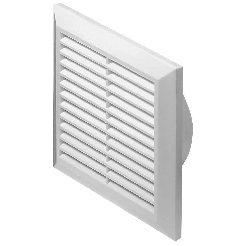 Prostko Ltd White Plastic Air Vent Grille - 170Mm X 170Mm - With 100Mm Duct Pipe/Hose Connection.
