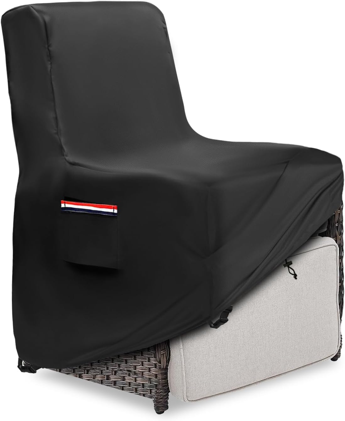 Outdoor Recliner Cover Waterproof,600D Heavy Duty Waterproof Patio Chair Cover,Outdoor Furniture Storage Cover for Lawn/Garden Patio Recliner,Black