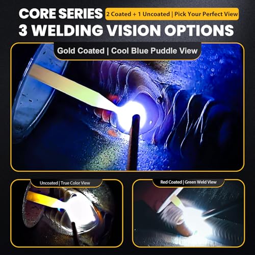 Image of Core Series Shade 12 Gold Auto Darkening Welding Lens, Gold Coating Cool Blue Puddle View, 2 inch x 4 1 /4 inch x 0.2 inch, Fits Sugar Scoop & Pancake Welding Hoods