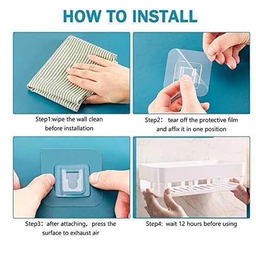 Image of perpetual Bathroom Organiser, Self Adhesive Bathroom Shelf for Wall, Washroom Organizer, Bathroom Rack Stand Without Drilling, SOAD Dish Holder (4Shelf + 4Soap Dish)