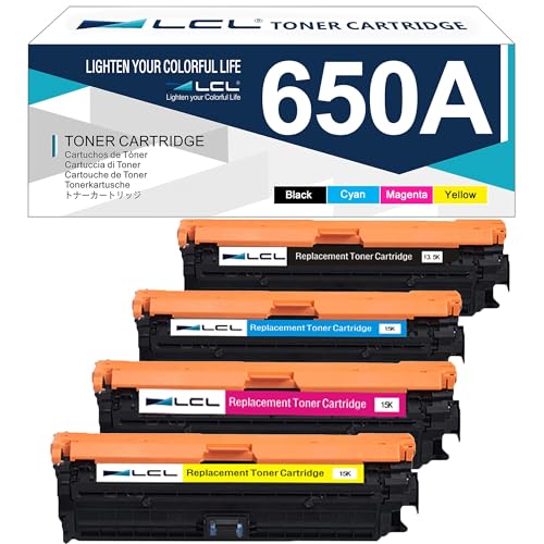 Image of LCL 650A Toner Cartridges 4 Pack Replacement for HP 650A CE270A CE271A CE272A CE273A Toner for Color Enterprise CP5525 CP5525dn CP5525n CP5525xh M750dn M750n M750xh Printer(Black Cyan Magenta Yellow)