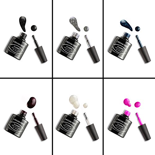 Lagunamoon UV LED ablösbarer Nagellack Gellack Set nail Gel Polish für Nageldesign-Nacht 6 Farbe Geschenk Set 8ml – Bild 5