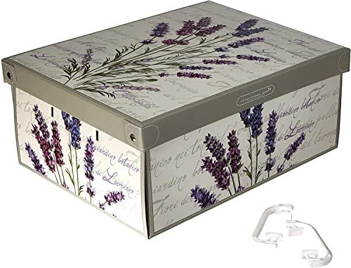 Lavatelli Collection Small Lavender, Decorative Cardboard Storage Box with Lid & Handles - Image 3