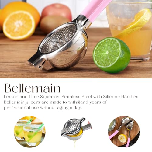 Image of Bellemain Citrus Juicer | Metal Lemon Squeezer | Lime and Lemon Juicer Stainless Steel with Silicone Handles | Manual Juicer, Citrus Squeezer, Hand Held Juicer | Bar Juicer for Bartender (Pink)