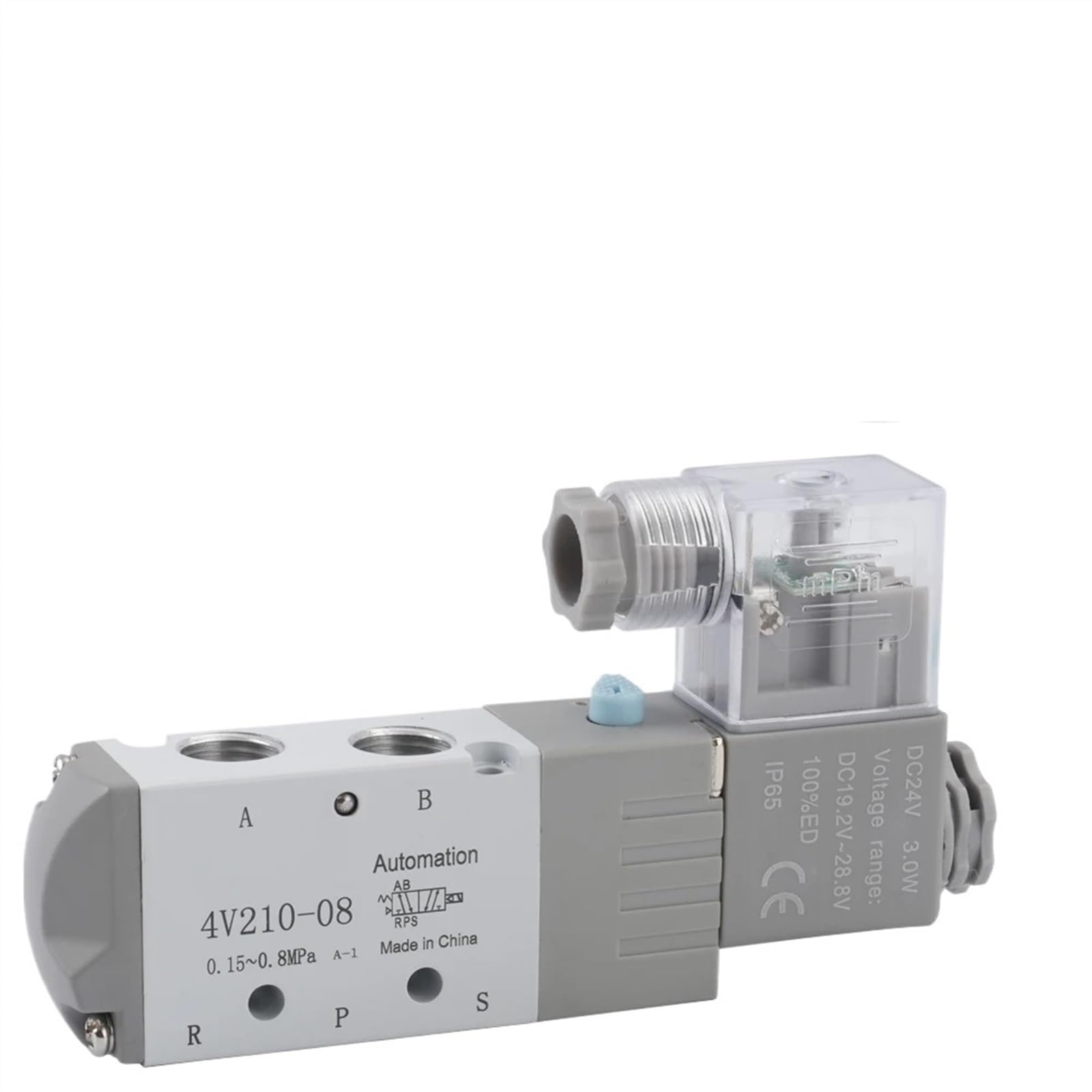 AWWVRLMM 4V210-08 Pneumatic Solenoid Compressed Air Control Valve Switch Tool Tools 2 Way Position 5 Port G1/4 4V21008 DC24V 24V AC220V(Onecolor)
