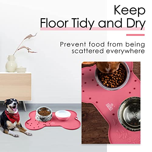 Super-Design-Dog-Food-Mat-Dog-Bowl-Mat-for-Food-and-Water-Silicone-Non-Spill-Cat-Feeding-Mat-Puppy-Placemat-Waterproof-205-x-145-Pink Super Design Dog Food Mat Dog Bowl Mat for Food and Water Silicone Non Spill Cat Feeding Mat Puppy Placemat Waterproof 205 x 145 Pink