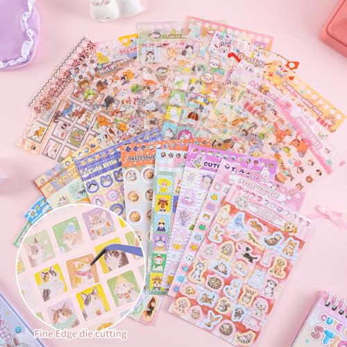 Image of Girl's Cute Sticker Book, Cartoon Cat Theme - 700+ Cute Animal Style Foodie Stickers, for DIY Scrapbooking Journaling Handbook Decoration