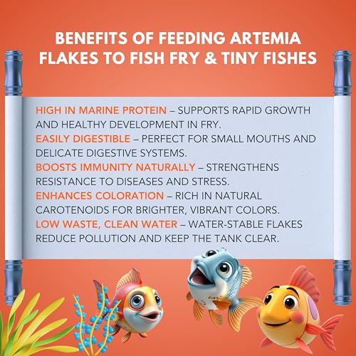 Image of Artemia Flakes 25g Fish Food with 55% Protein for Guppy,Betta Fish,Guppy Fries,Tetra and All Types of Tropical Fishes