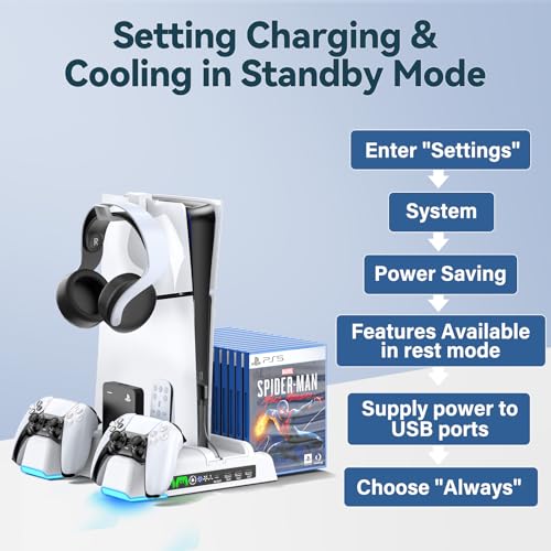 Oivo IV-P5235 Ps5 / Ps5 Slim Stand And Cooling Station With Led Controller Charging Station For Playstation 5 Console thumb #5