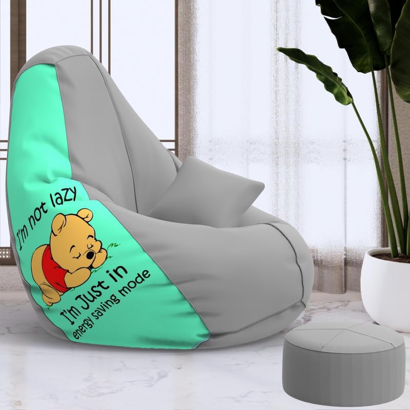 Biggie Bean Bag Cover 4XL VibeBoost Premium Bean Bag with Free Cushion and Footrest - Official : Lazy Legends Combo (Matching Color : Regular, Energy Savings Mode - Peach Grey)-image-49