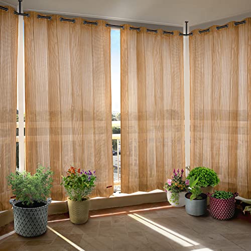 Image of HIPPO 150 GSM Outdoor Sun Blocking Balcony Eyelet /Grommet Curtains Sun & UV Protection, Light Filtering 3FTX4.5FT Window Curtain (Beige-Brown)