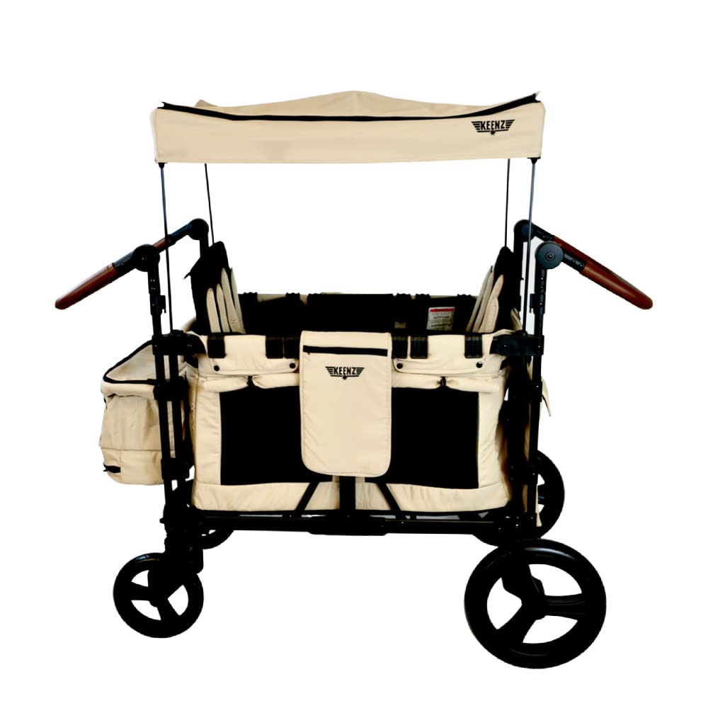 Keenz - XC 2.0 - Luxury Comfort Stroller Wagon | Foldable 2 Passenger Double Seater with Adjustable Canopy | Mocha
