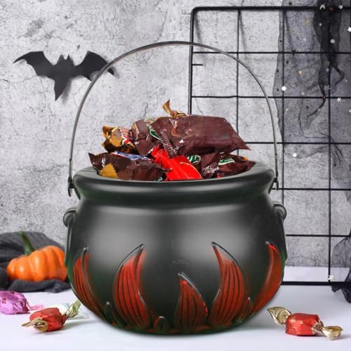 7 Inch Red Flame Witch Cauldron Halloween Candy Bucket for Party Decor - image 6