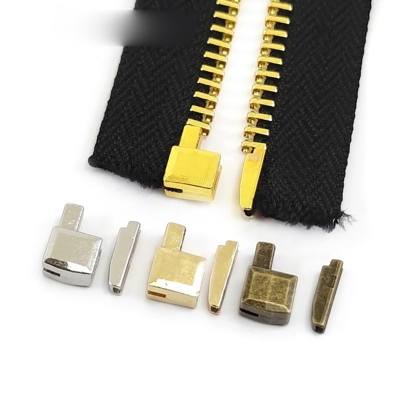 20/50 Sets Metall-Reißverschlussstopper 3# 5# 8# 10# Tasche Kleidung Abschließbarer Reißverschlussschieber Endverschluss Nähen Reparaturset DIY-Hardware-Zubehör-ZA162-Gold, Nr. 10, 50 Sets