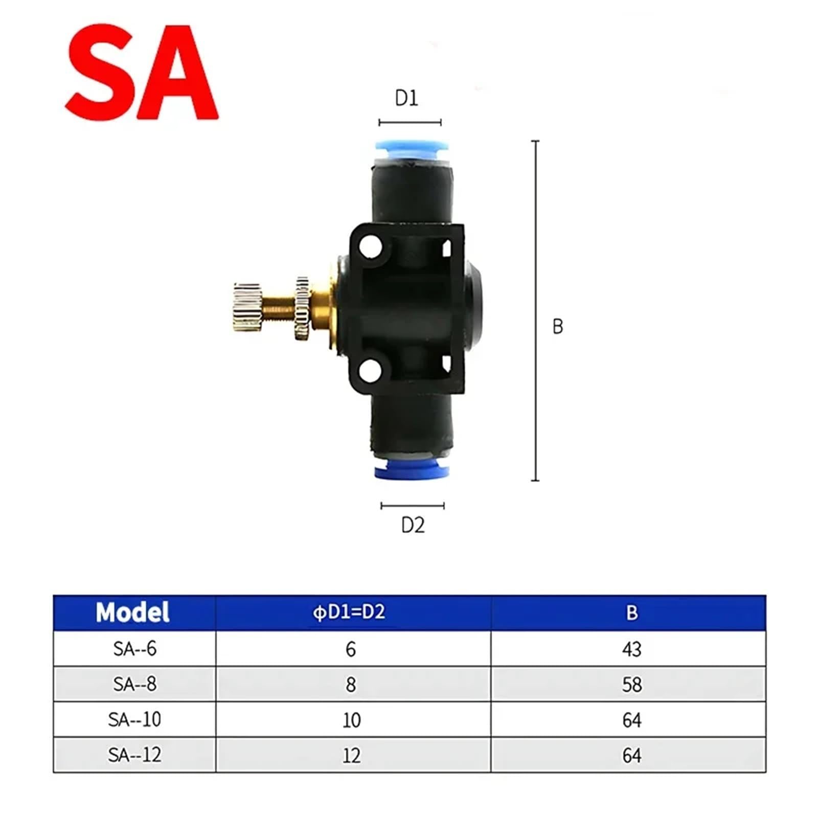Conectores rápidos neumáticos for tubo de aire, de plástico PU PY, for manguera de 10 mm y 12 mm (paquete de 5 unidades).(SA(5PCS),12mm)