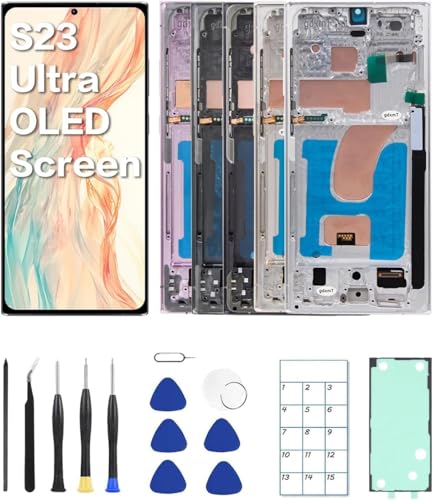 JQYDZH for Galaxy S23 Ultra OLED Screen Replacement with Frame and Tools