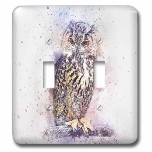 Interrupteur à baïonnette anti-rayures aquarelle hibou haute définition - 2