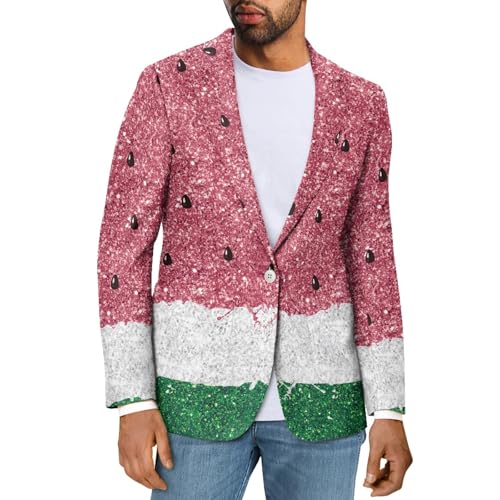 JooMeryer Mens 3D Printed Dress Suit Strawberry Long Sleeve Lapel Blazer Sport Coat Jacket