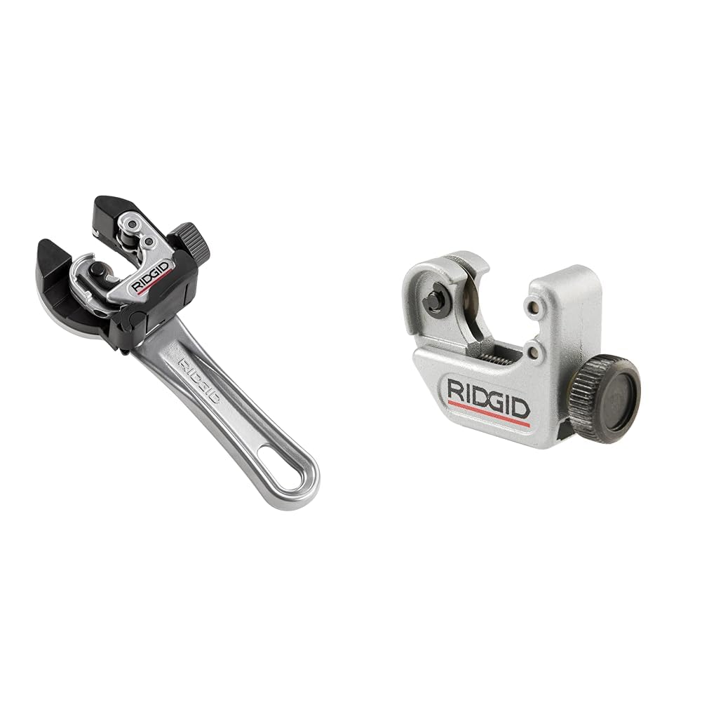 RIDGID 2-in-1 Close Quarters 1/4" to 1-1/8" Metal Tubing Cutter Bundle with 3/16" to 15/16" Tube Cutter