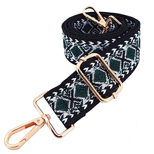Image of Wide Purse Strap Replacement Crossbody Adjustable Guitar Straps for Handbags Purses Tote Bag 1.5 in Rhombic Black-Gold Hardware