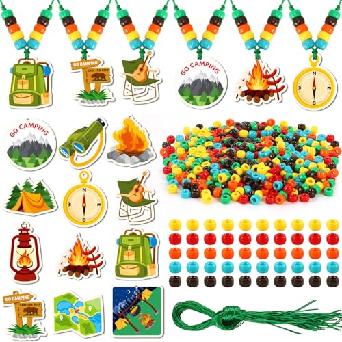 DTOFOOT 24 Sets Camp Beaded Necklace Craft Camping Crafts for Kids