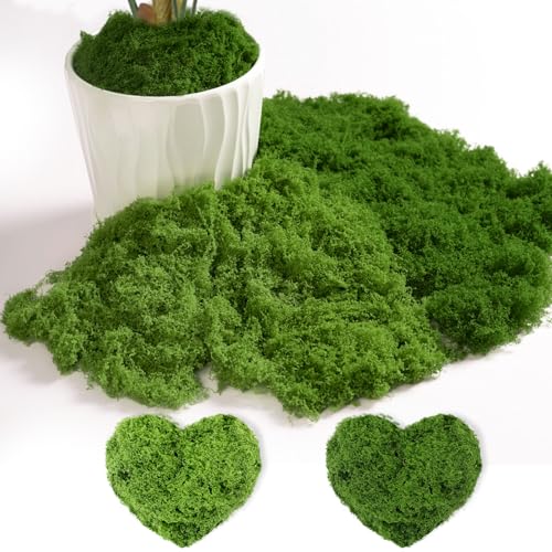 Carreuty 200 g de musgo artificial para decorar, musgo para artesanato, musgo falso seco, musgo para artesanato, cor verde escuro, musgo slandmoos100 g e verde claro, 100 g
