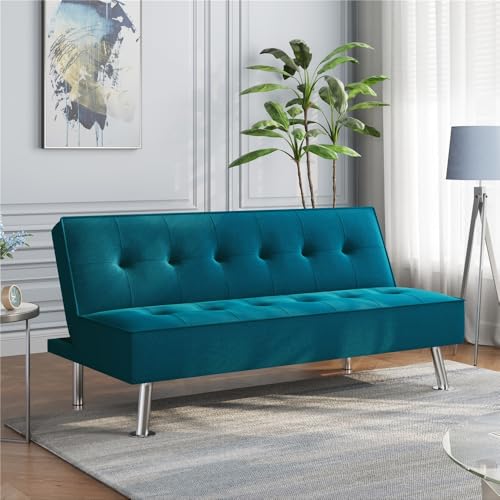 Yaheetech Schlafsofa mit Liegefläche 166,5 cm L × 92 cm B Bettsofa bis 350 kg Belastbar Schlafcouch für Wohnzimmer/Schlafzimmer/Gästezimmer blau – Bild 4