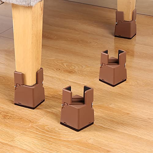 Niciksty Verstellbare Betterhöhungen mit Schraubklemme, 2"/5.1cm strapazierfähige Stuhlerhöhungen, passend für quadratische/runde Stuhlbeindurchmesser von 0,8-1,6Zoll, 4 Stück Cover