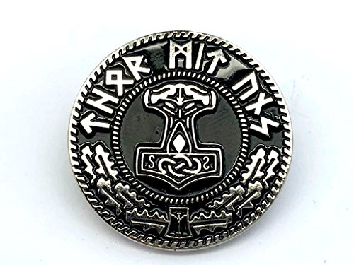 Patch Nation Thors Hammer Mjölnir Viking Wikingers Silber Metal Pin Badge Cover