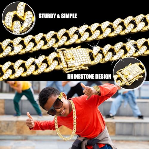 8 Pcs Hip Hop Jewelry Set Dollar Sign Pendant Necklace Bracelet Watch Sunglasses Rings 80s 90s for Men4