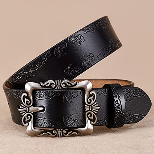 Women Carved Hollow Alloy Pin Buckle Leather Belt Unisex Vintage Genuine Cowhide Leather Belt for Jeans Pants3