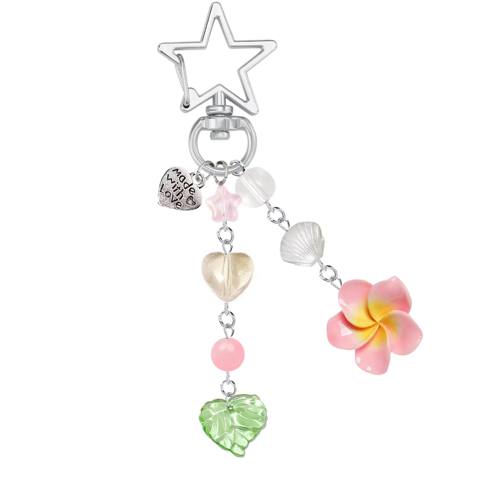 Agromusk Hibiscus Flower Keychain Cute Y2K Hawaiian Tropical Flowers Keychains Aesthetic Star Summer Beach Decor for Women