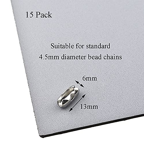 Binzzo 4.5mm Diameter Vertical Roman Roller Beaded Decent Fix Hide Frayed End Reliable Closure Easily Connect Stainless Steel Blind Ball Chain Connector 15 Pieces for Roller Shades Curtains Blinds