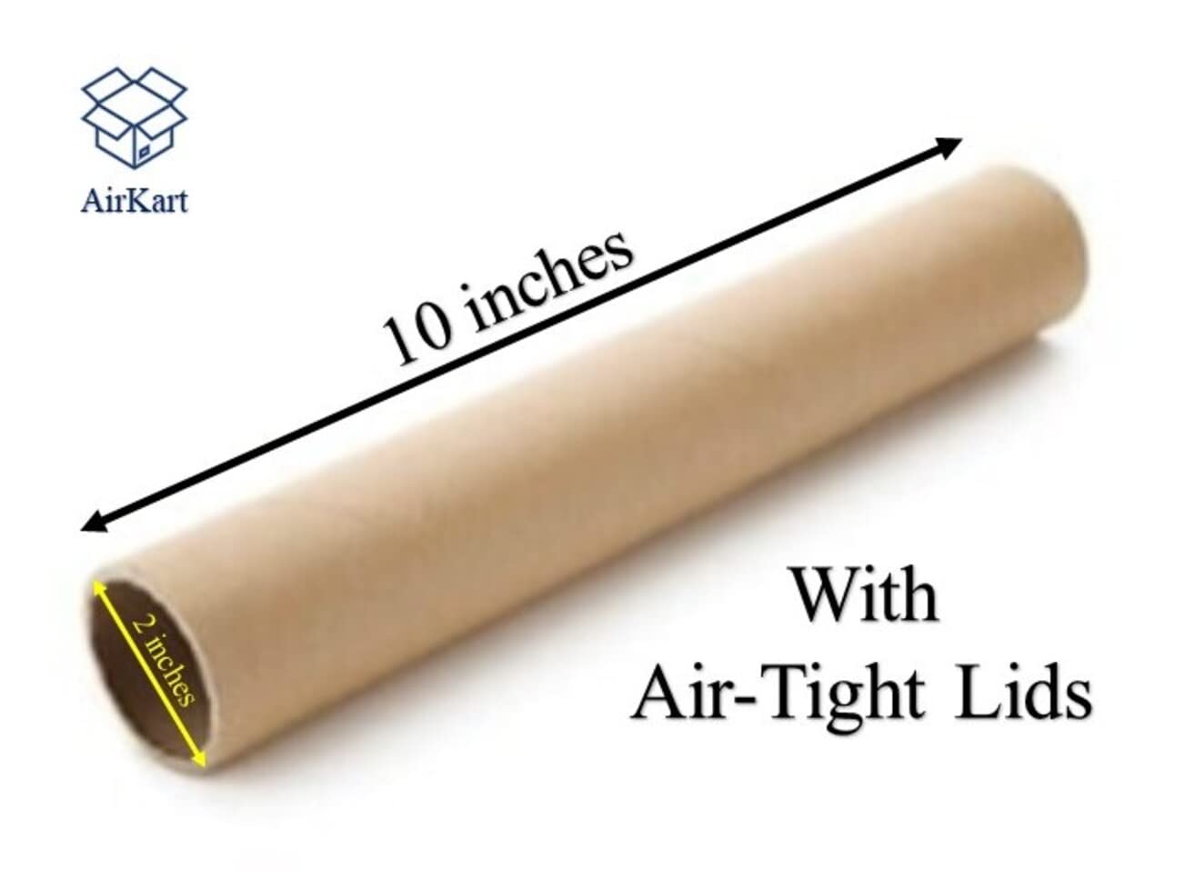 AirKart 10 inches Cardboard Mailing Tubes with Lid (Air-Tight caps) 2 Inches Diameter & 3 mm tick (PACK OF 5 Tubes with 10 Lids) Art & Craft Supplies ideal for packing and shipping documents 2