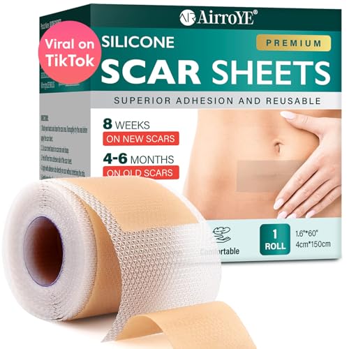 Image of Silicone Scar Sheets, Silicone Scar Tape (1.6"x 60" Roll-1.5M), Reusable and Effective Scar Removal Sheets, Silicone Scar Removal Sheets for Surgical Scars, Healing Keloid, C-Section, Tummy Tuck