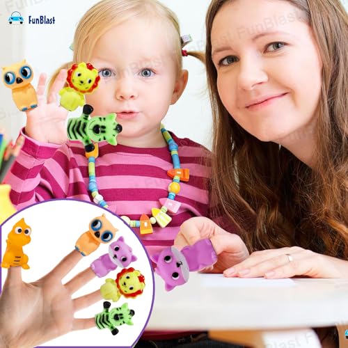 Image of FunBlast Finger Puppets Toys for Kids - Pack of 5 Rubber Animal Puppets - Washable, Colorful Storytelling Puppet Toy for Toddlers - Random Design