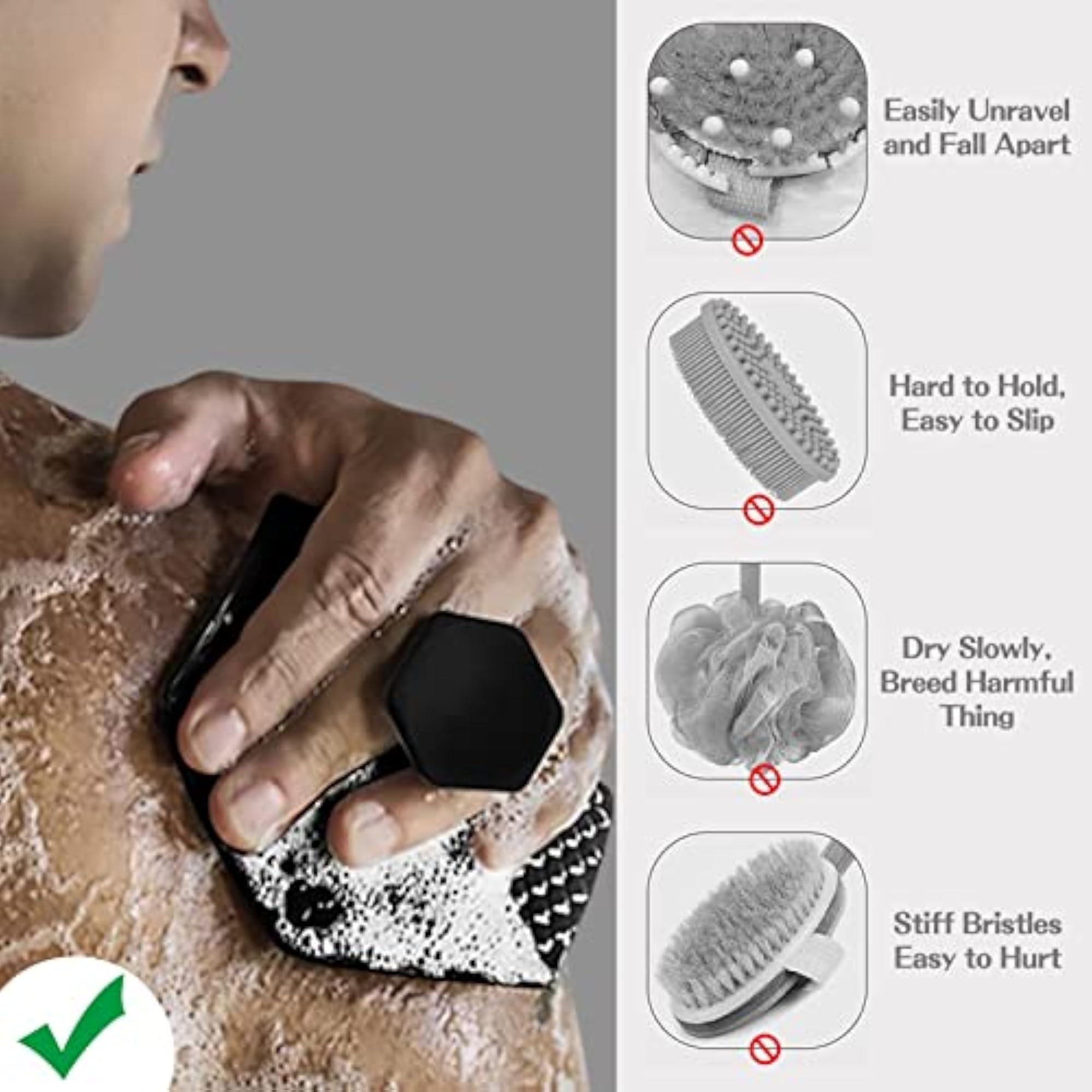 Soft Silicone Body Scrubber & Storage Hook, Handheld