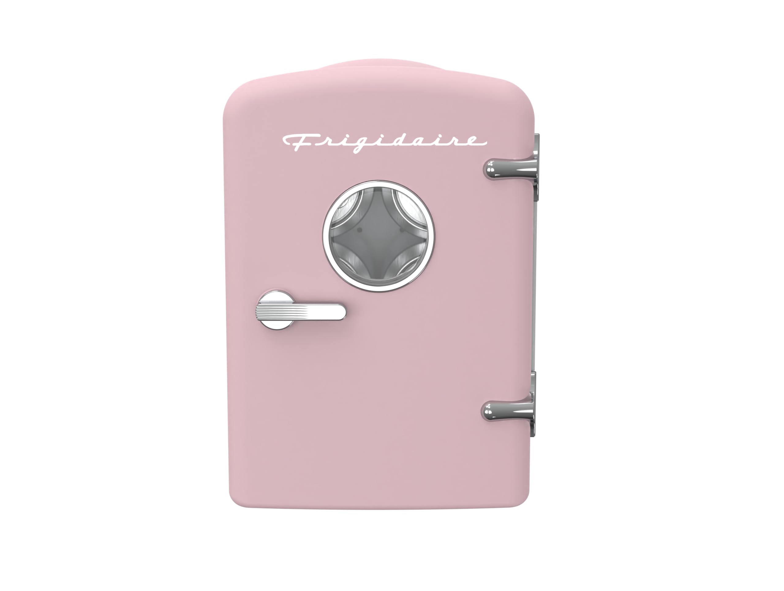 Frigidaire Retro 6-Can Mini Personal Fridge Portable Cooler for Car, Office, Bedroom, Dorm Room, or Cabin, Freon-free, 11.8" D x 7.1" W x 10.1" H, Pink