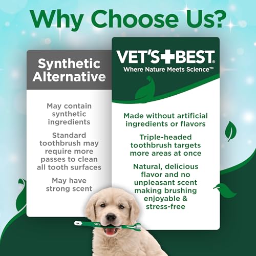 Vet's Best Dog Toothpaste & Toothbrush Kit for Puppies – Puppy Essentials – Dog Toothbrush & Toothpaste for Young Dogs- Perfect for Puppy Teething, Freshens Breath - Peanut Butter Flavor, 3.5 oz