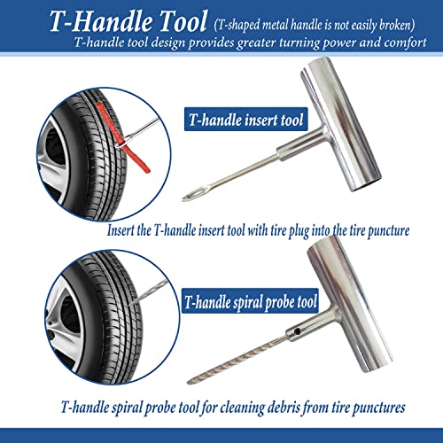 Tire Repair Kit, 68pcs Heavy Duty Tire Plug Kit, Universal Tire Repair Tools Flat Tire Puncture Repair for Car, Motorcycle, Truck, SUV, RV, ATV, Tractor, Trailer Fix Punctures and Plug Flats Patch Kit - Image 5