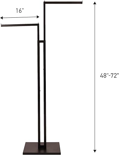 Miniatura 2 de SSWBasics Perchero de ropa ajustable de 2 vías negro con brazos rectos y detalles cromados, ajustable de 48 a 72 pulgadas, ideal para tiendas