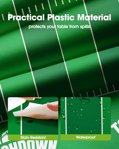 Image of Pureegg Football Plastic Table Cloth Disposable 10 Pack 54x108 Inch