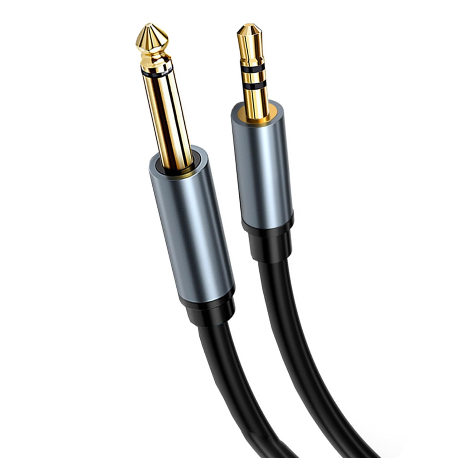 Kabel Audio Do Gitary Gitarowy kabel audio 3,5 mm do 6,5 mm Męski na męski 6,35 Duży dwurdzeniowy przedłużacz z adapterem (Size : 2M)