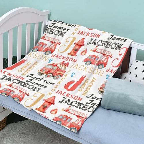 Image of Personalized Fire Trucks Firefighter Custom Baby Blanket Gifts for Boys Girls Super Soft Blanket Swaddle Newborn Cozy Receiving Blanket Stroller Throw 40x30 in for Puppy