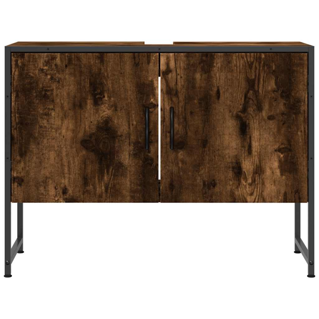 Mobile sottolavabo in rovere affumicato, 80 x 33 x 60 cm, mobile da