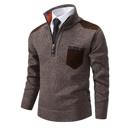 Men's Casual Sweater Zip Pullover Knitted Dress Sweaters Slim Fit Mock Neck Long Sleeve Casual Sweater Tops, M-3XL3